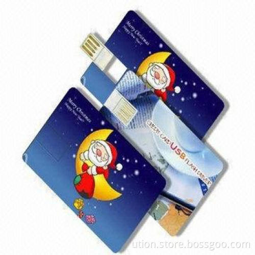 Credit Card USB Flash Drive 2.0 with 1 to 32 GB Memory Capacity and Q-man Design Free Logo